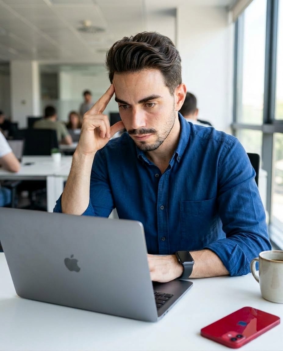 Profesional trabajando con su portátil en una oficina